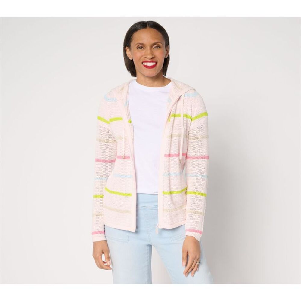 Summersalt Women's Top Sweater Sz L Palm Beach 100% Cotton Multi-colored A685882